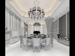 private dining room space 53 3D Model