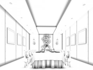 private dining room space 55 3D मॉडल