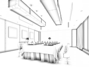 private dining room space 55 3D मॉडल