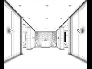 restaurant and corridor for the elevator 01 3D Модель