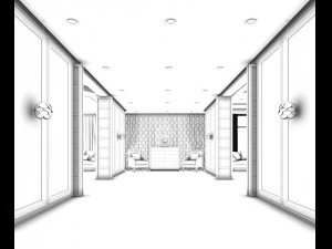 restaurant and corridor for the elevator 01 3D Model