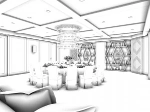 restaurant and corridor for the elevator 01 3D Model