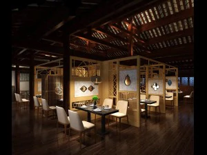 restaurante casa de ch&aacute; caf&eacute; bebidas clube 04 Modelo 3D