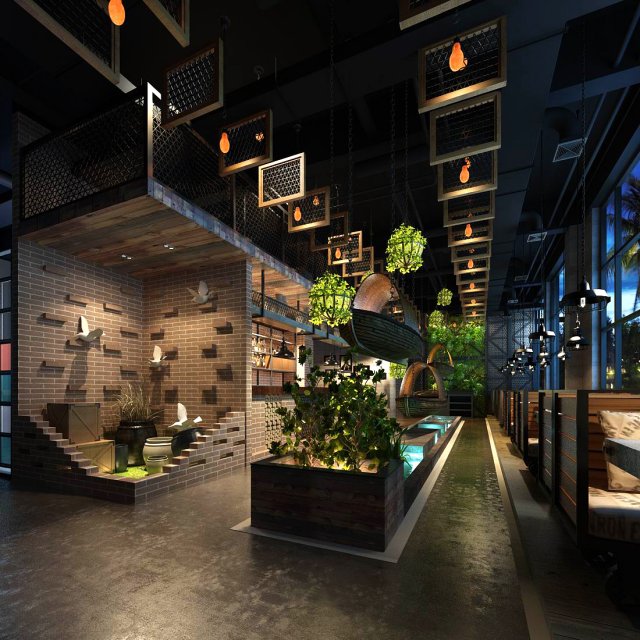restaurant teahouse cafe drinks clubhouse 32 Model 3D .c4d .max .obj .3ds .fbx .stl .blend 