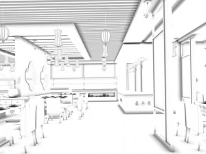 restaurante casa de ch&aacute; caf&eacute; bebidas clube 72 Modelo 3D