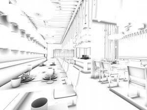 Restaurant Teehaus Caf&eacute; Getr&auml;nke Clubhaus 117 3D Modell