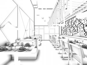 Restaurant Teehaus Caf&eacute; Getr&auml;nke Clubhaus 117 3D Modell