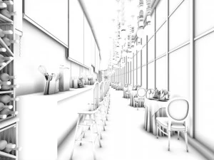 restaurante casa de ch&aacute; caf&eacute; bebidas clube 131 Modelo 3D