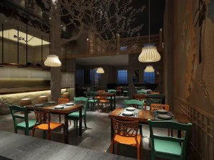 restaurante casa de ch&aacute; caf&eacute; bebidas clube 135 Modelo 3D