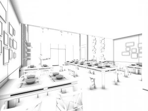 restaurante casa de ch&aacute; caf&eacute; bebidas clube 172 Modelo 3D