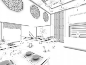 restaurante casa de ch&aacute; caf&eacute; bebidas clube 172 Modelo 3D