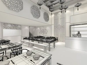 restaurante casa de ch&aacute; caf&eacute; bebidas clube 172 Modelo 3D