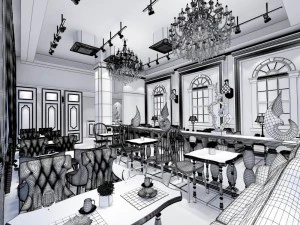 restaurante casa de t&eacute; cafeter&iacute;a bebidas casa club 199 Modelo 3D