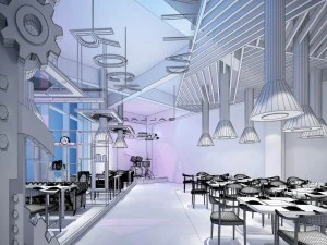 restaurante casa de ch&aacute; caf&eacute; bebidas clube 209 Modelo 3D