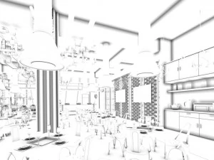 restaurante casa de ch&aacute; caf&eacute; bebidas clube 209 Modelo 3D