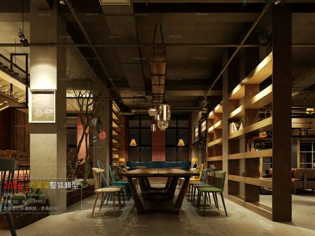 restoran &ccedil;ayevi kafe i&ccedil;ecekler kul&uuml;p binası 208 3D Model .c4d .max .obj .3ds .fbx .stl .blend 