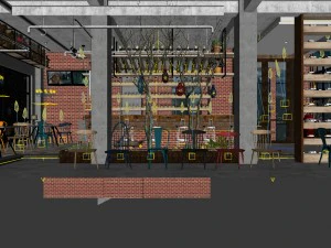 restoran &ccedil;ayevi kafe i&ccedil;ecekler kul&uuml;p binası 208 3D Model