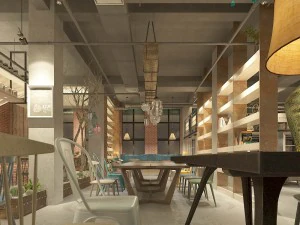 restoran &ccedil;ayevi kafe i&ccedil;ecekler kul&uuml;p binası 208 3D Model