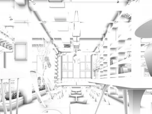 restoran &ccedil;ayevi kafe i&ccedil;ecekler kul&uuml;p binası 208 3D Model