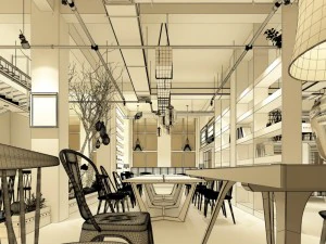 restoran &ccedil;ayevi kafe i&ccedil;ecekler kul&uuml;p binası 208 3D Model