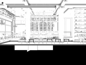 restoran &ccedil;ayevi kafe i&ccedil;ecekler kul&uuml;p binası 208 3D Model