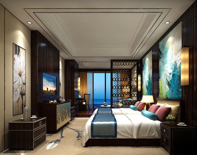 bedroom hotel suites designed a complete 04 Model 3D .c4d .max .obj .3ds .fbx .stl .blend 