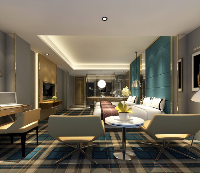 bedroom hotel suites designed a complete 06 Modèle 3D .c4d .max .obj .3ds .fbx .stl .blend 