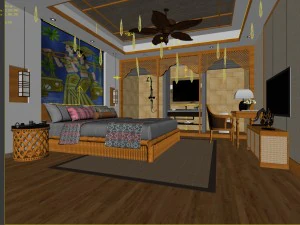 bedroom hotel suites designed a complete 17 3D Model