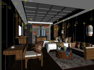 bedroom hotel suites designed a complete 18 3D Model