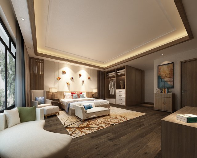 bedroom hotel suites designed a complete 27 3D Model .c4d .max .obj .3ds .fbx .stl .blend 
