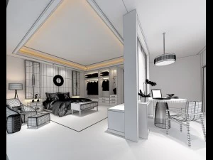 bedroom hotel suites designed a complete 28 3D Model