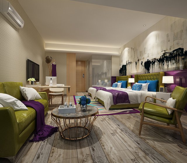 bedroom hotel suites designed a complete 35 3D Модель .c4d .max .obj .3ds .fbx .stl .blend 