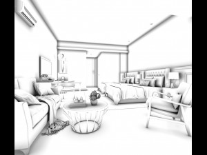 bedroom hotel suites designed a complete 35 3D Модель