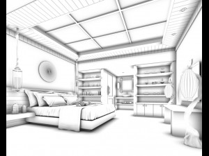 bedroom hotel suites designed a complete 43 3D Модель
