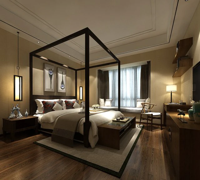 bedroom hotel suites designed a complete 45 3D Model .c4d .max .obj .3ds .fbx .stl .blend 