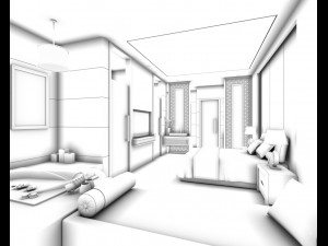 bedroom hotel suites designed a complete 47 3D Модель