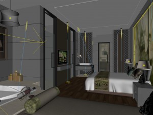 bedroom hotel suites designed a complete 47 3D Модель