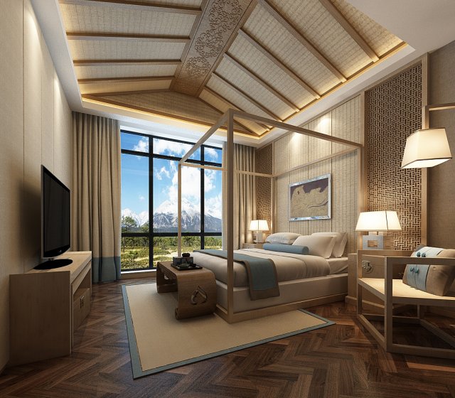 bedroom hotel suites designed a complete 50 Model 3D .c4d .max .obj .3ds .fbx .stl .blend 