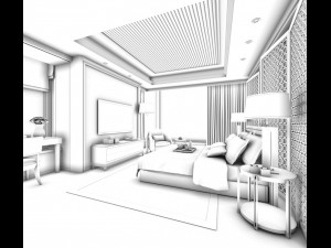 bedroom hotel suites designed a complete 54 3D Model