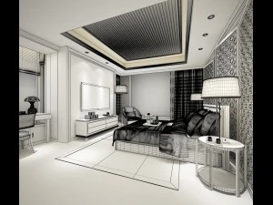 bedroom hotel suites designed a complete 54 3D Model