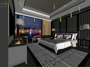 bedroom hotel suites designed a complete 54 3D Model