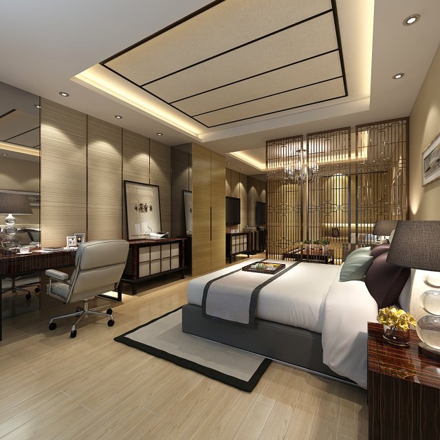 bedroom hotel suites designed a complete 57 3D Model .c4d .max .obj .3ds .fbx .stl .blend 