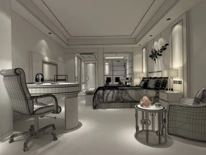 suites de hotel de un dormitorio dise&ntilde;adas en un total de 58 Modelo 3D