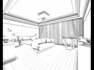 bedroom hotel suites designed a complete 59 3D Model