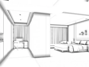 bedroom hotel suites designed a complete 60 3D Model