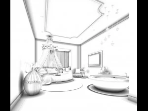 bedroom hotel suites designed a complete 72 3D Model