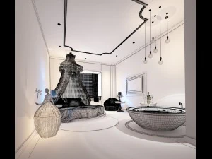 bedroom hotel suites designed a complete 72 3D Model