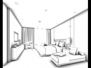 bedroom hotel suites designed a complete 77 3D Модель