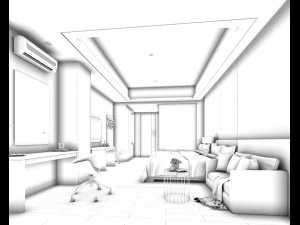 bedroom hotel suites designed a complete 78 3D Model