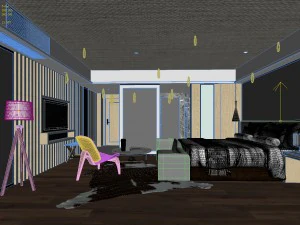 bedroom hotel suites designed a complete 80 3D Model
